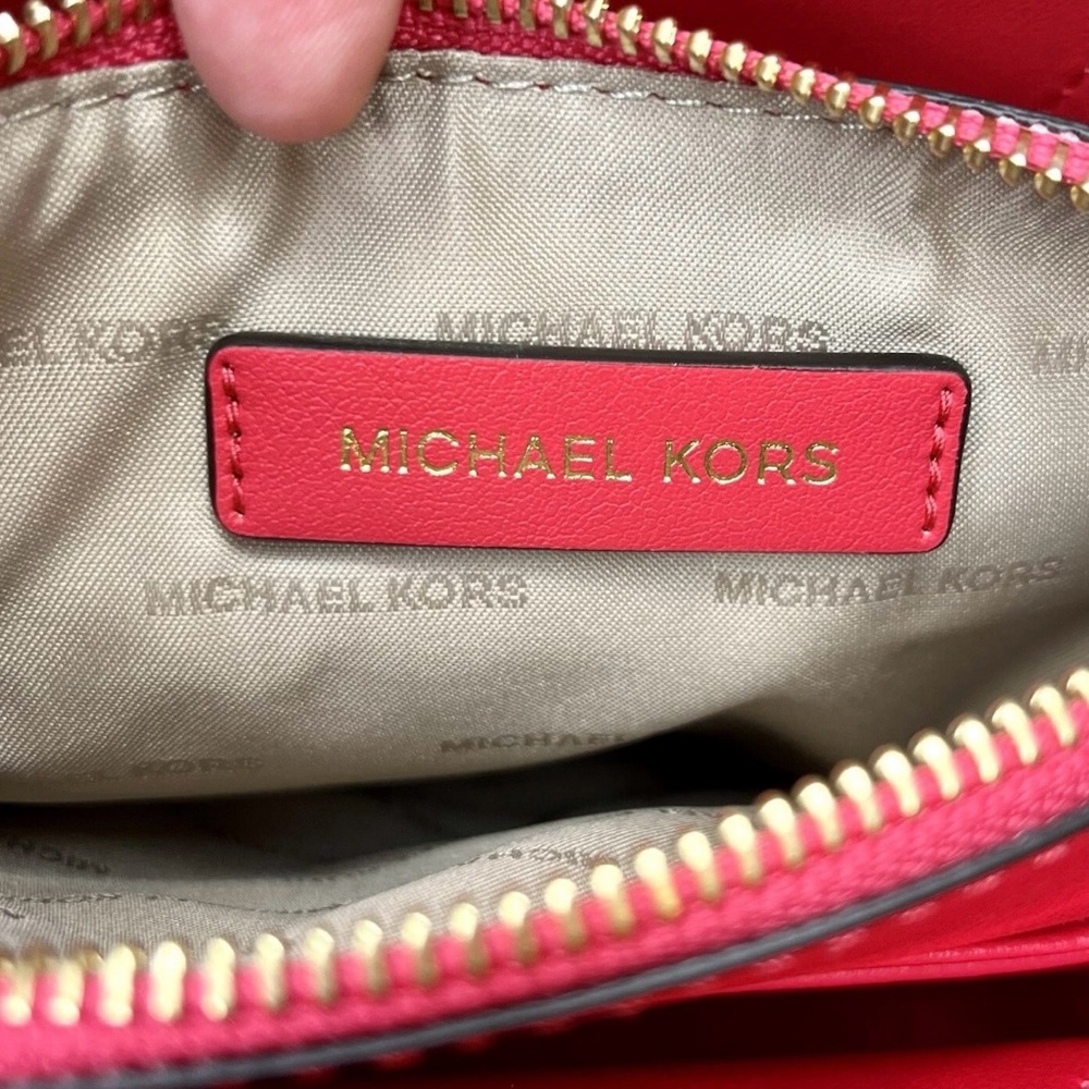 NWOT Michael Kors Deep Pink Mercer Embellished Leather 2-Way Bag - Picture 12 of 13